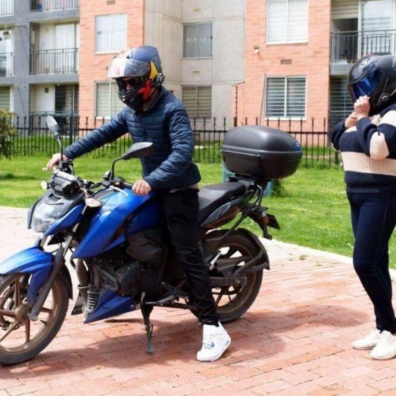 Man and woman next to a motorcycle in Virginia