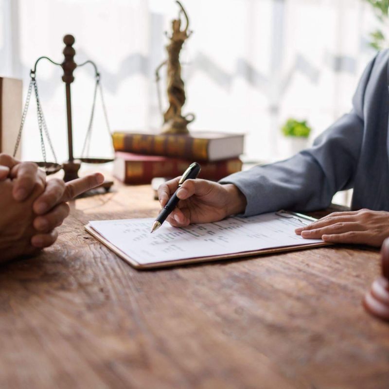 Client review meeting for a pedestrian accident settlement