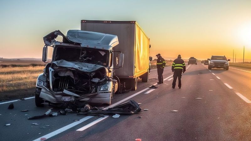 Camión semirremolque estacionado al borde de la carretera tras sufrir
