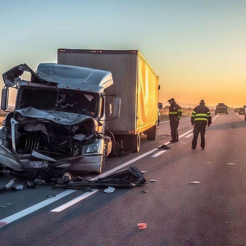 Semi-truck parked on the edge of the highway after suffering