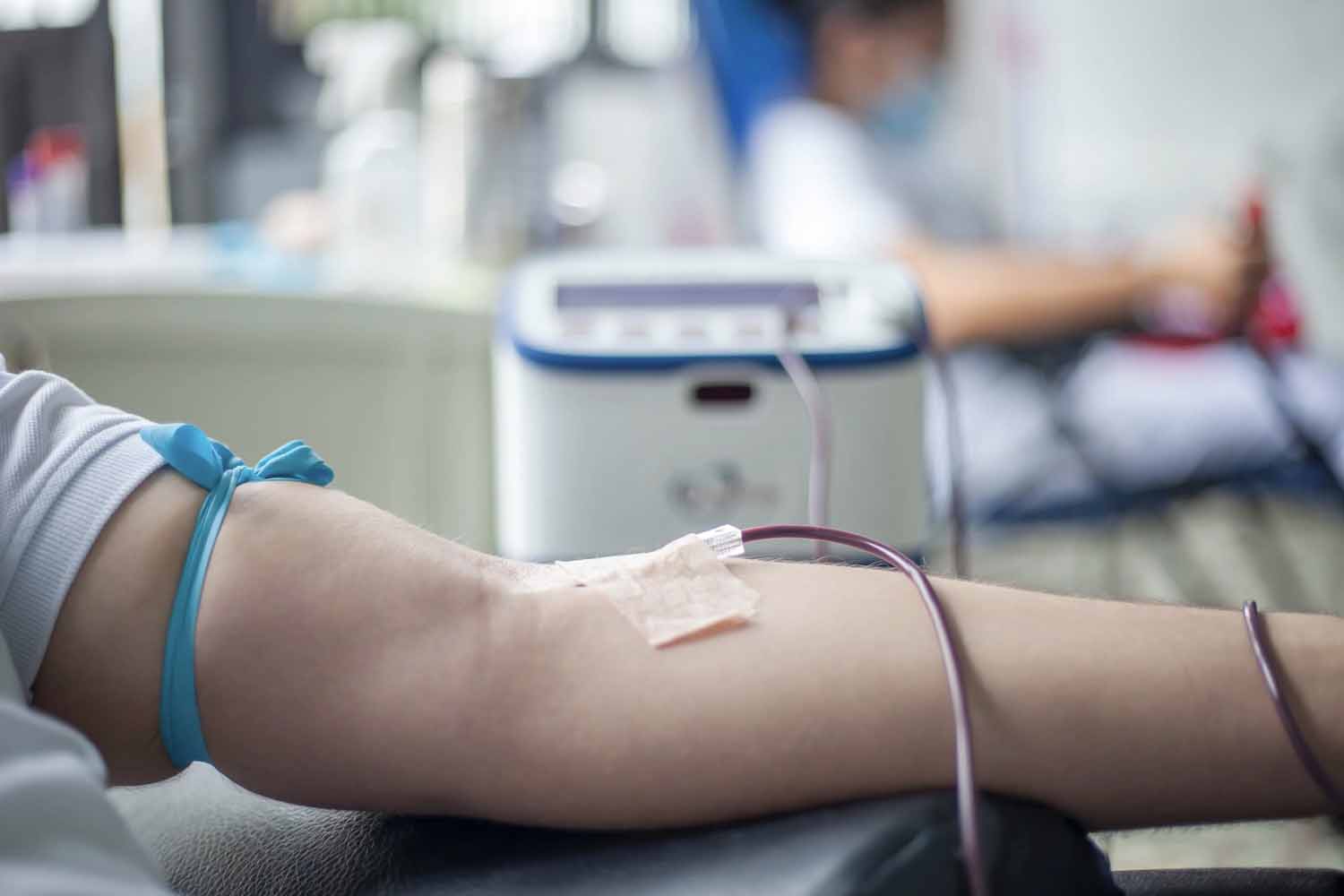 Arm of person donating blood