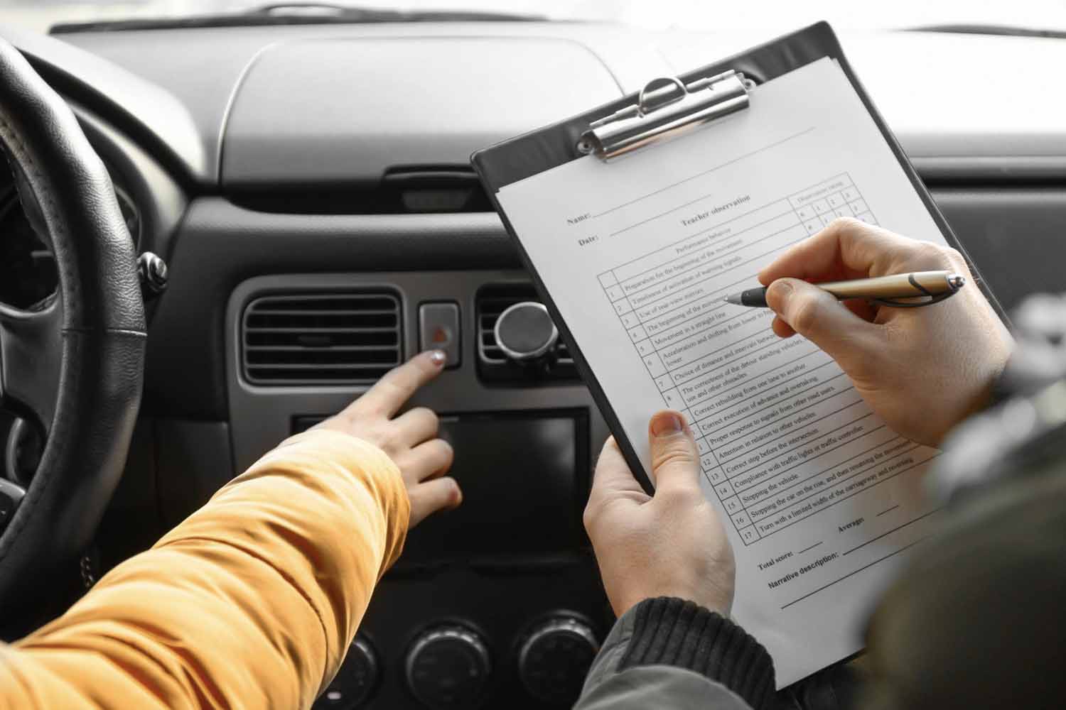 Teen driver taking her driving test