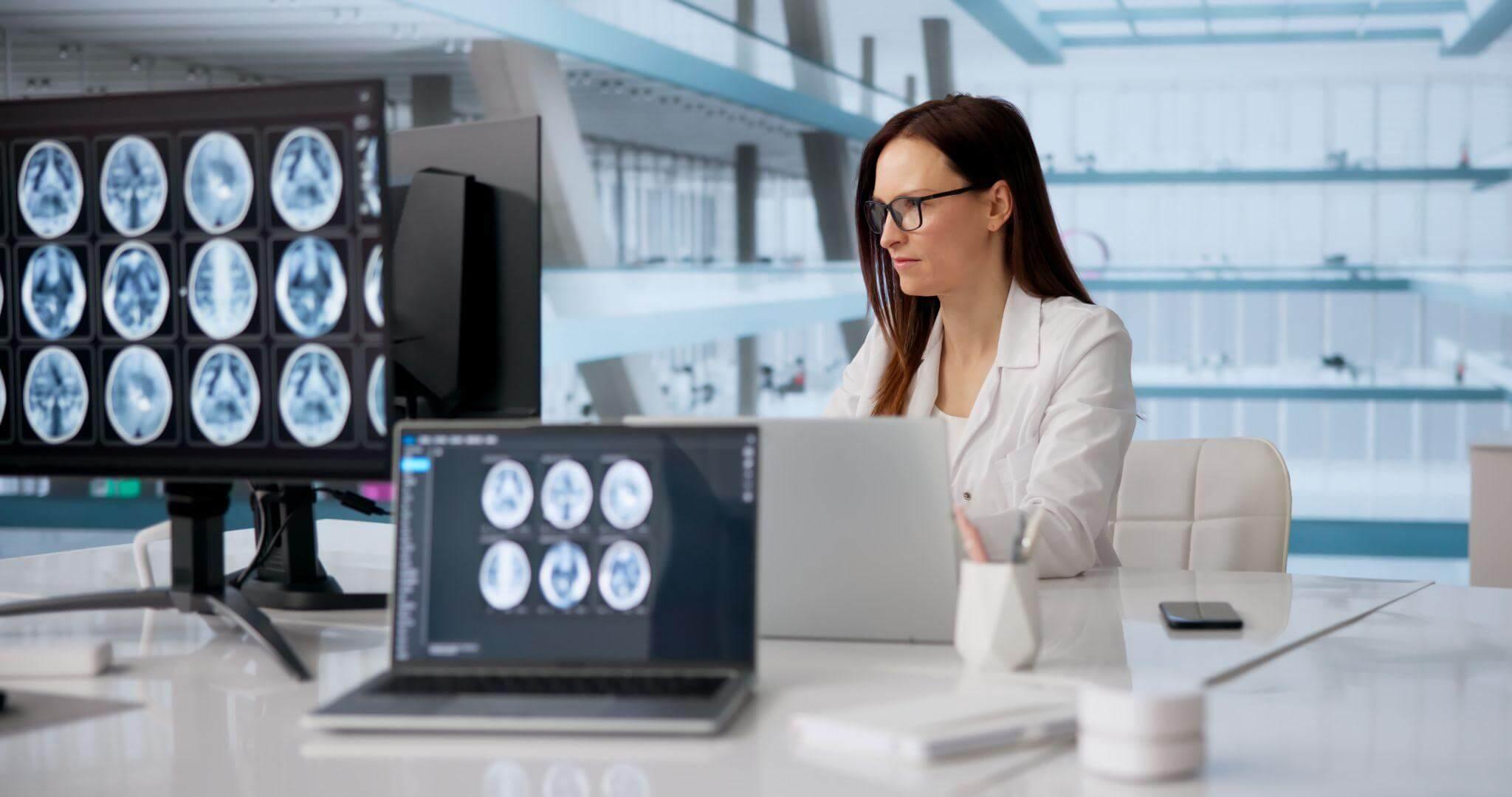 Woman researching traumatic brain injury